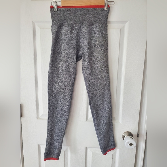 Athleta Andes High Rise Seamless Tight Gray with Red Trim| Size: S - Picture 6 of 12